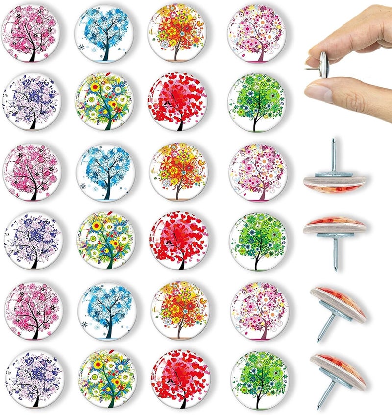 Tandarui Push Pins,Thumb Tacks,Decorative Push Pins,Cute Thumb Tacks and Pushpins for Bulletin Board, Pin Board for Cork Board,Office Decor,or Home Décor (Tree-24) - Image 1